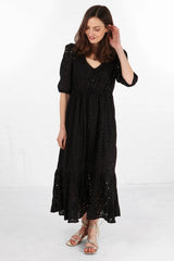 Angelise Tiered Cotton Eyelet Dress