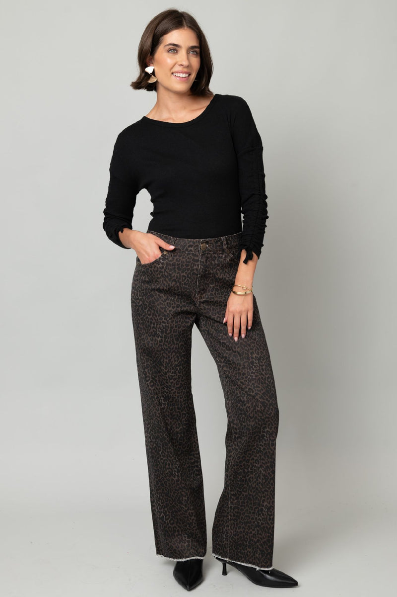 Wide Leg Cheetah Print Jeans