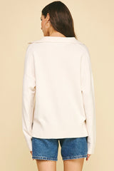 Basic Cream Collar Sweater