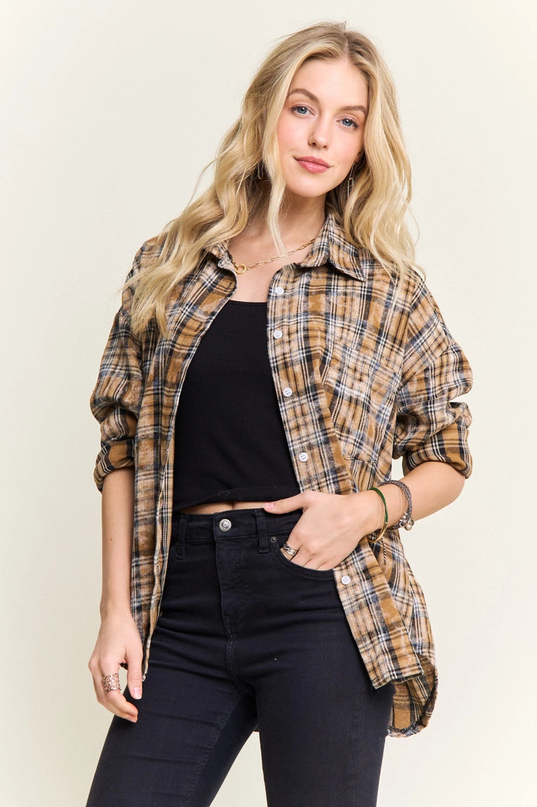 Burnout Plaid Shirt- 3 Colors!