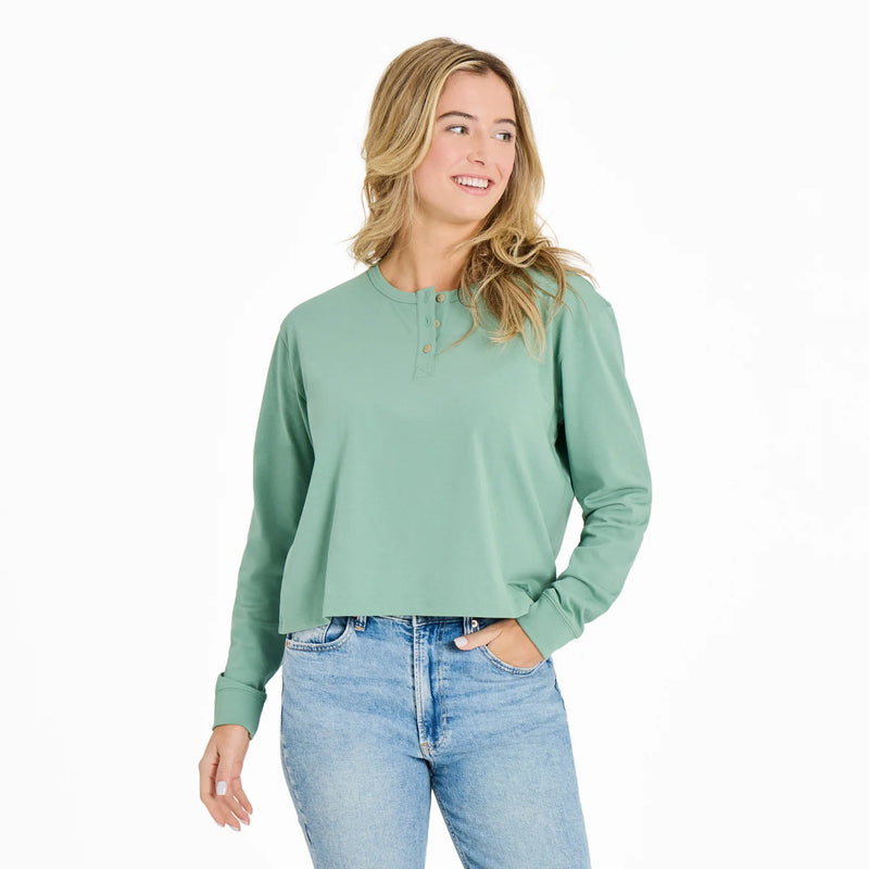 Life is Good Granite Green Solid Henley