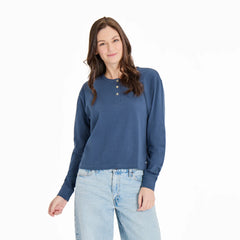 Life is Good Darkest Blue Solid Henley