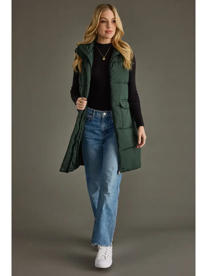 Long Puffer Vest- Multiple Colors