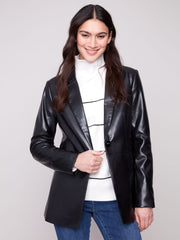 Charlie B. Black Faux Leather Blazer