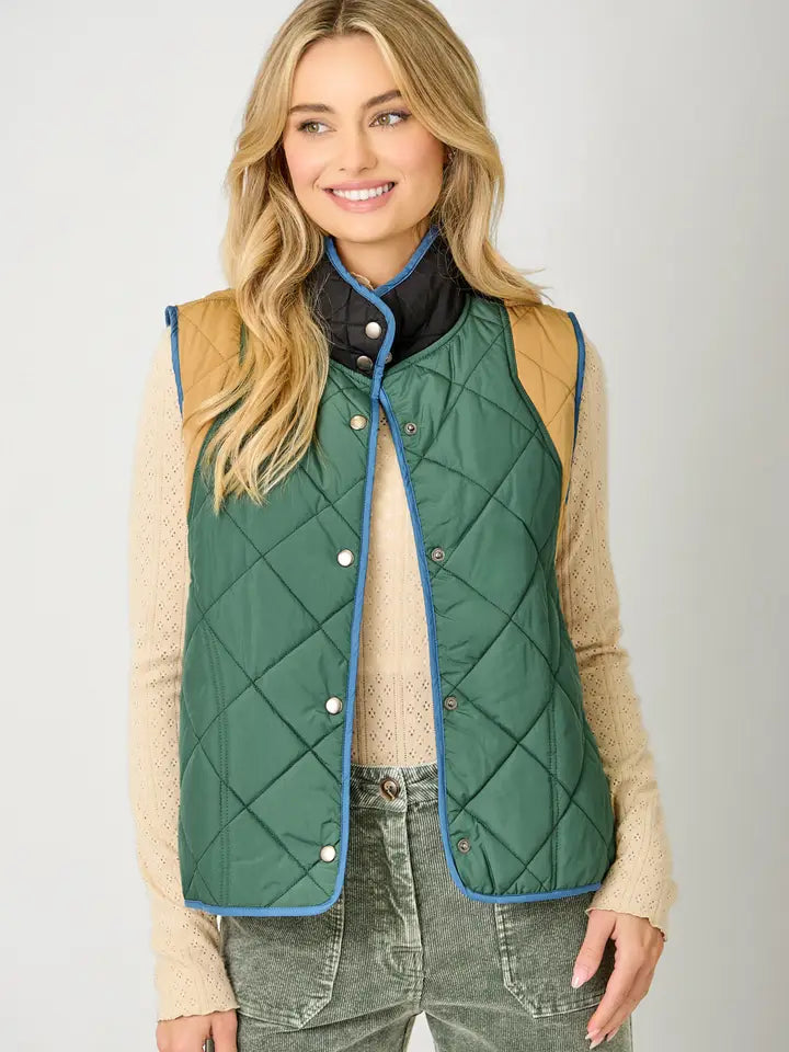 Color Block Quilted Vest