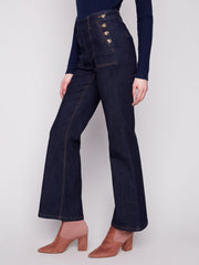 Charlie B. Pull-On Retro Button Side Flares