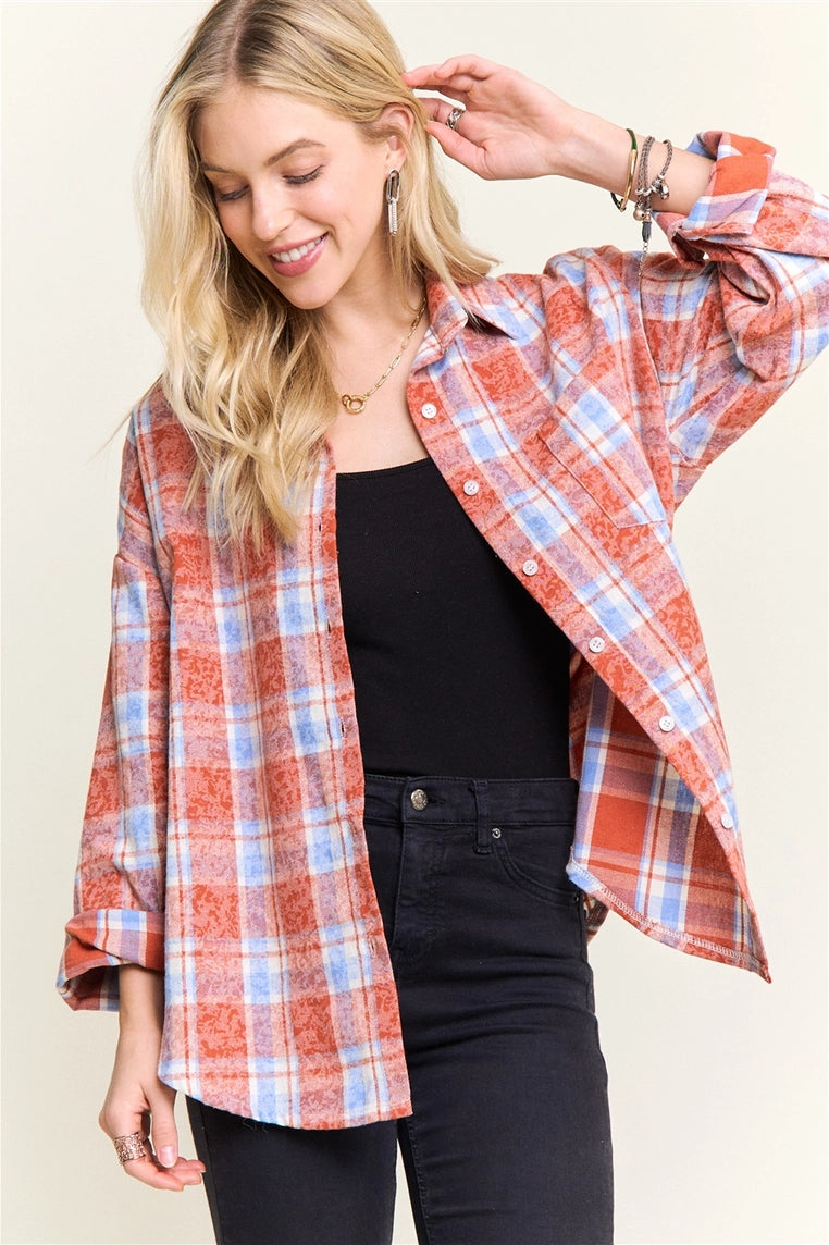 Burnout Plaid Shirt- 3 Colors!
