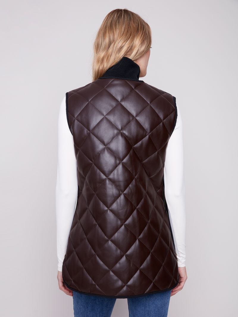 Charlie B. Mocha Quilted Faux Leather Vest