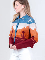 Western Cardigan- Blue Multi
