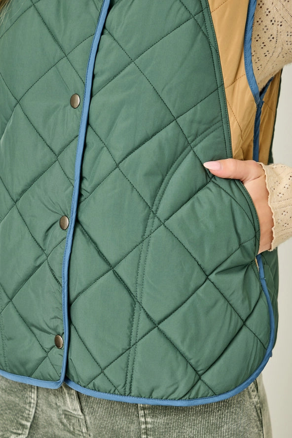 Color Block Quilted Vest