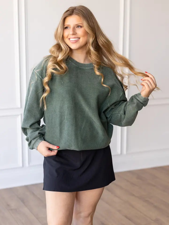 Corded Crew Sweatshirt- Mutiple Colors!
