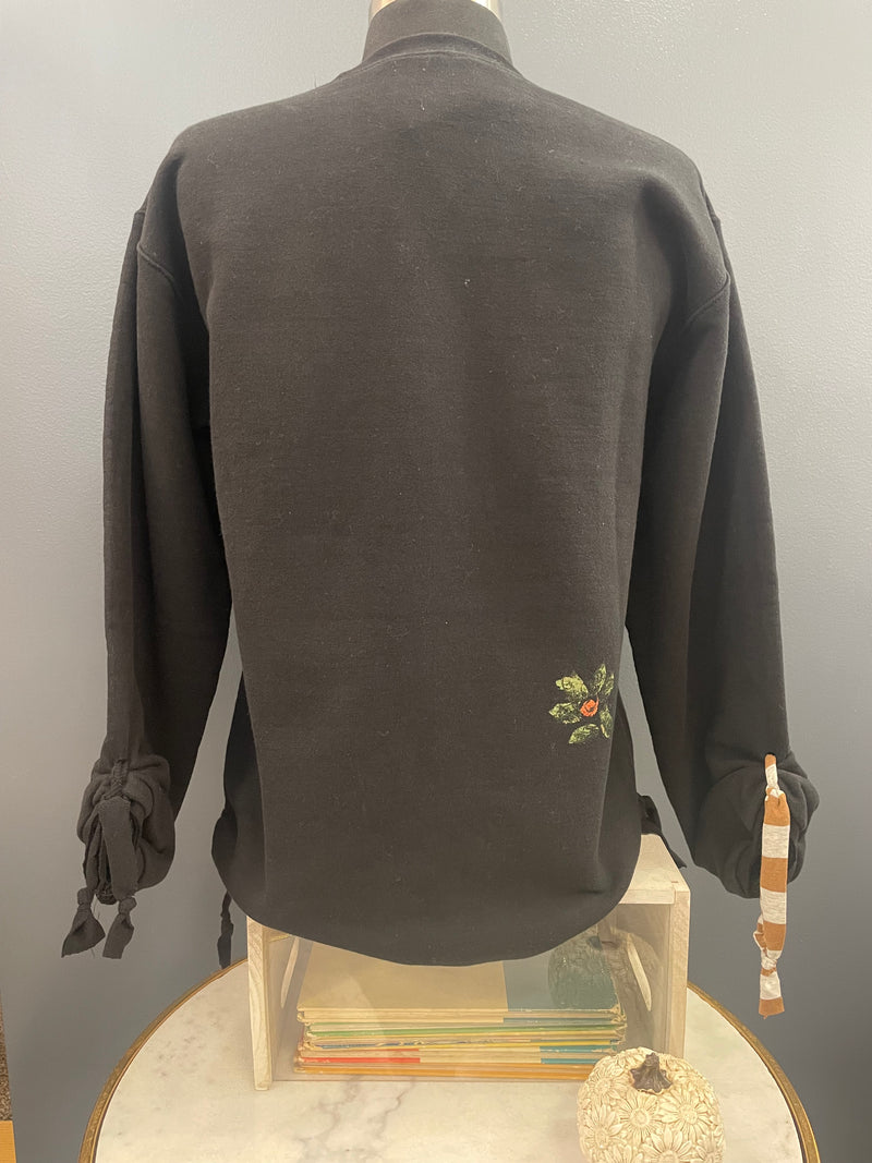 Kunky's Hand-Painted Black Fall Floral Pullover