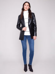 Charlie B. Black Faux Leather Blazer