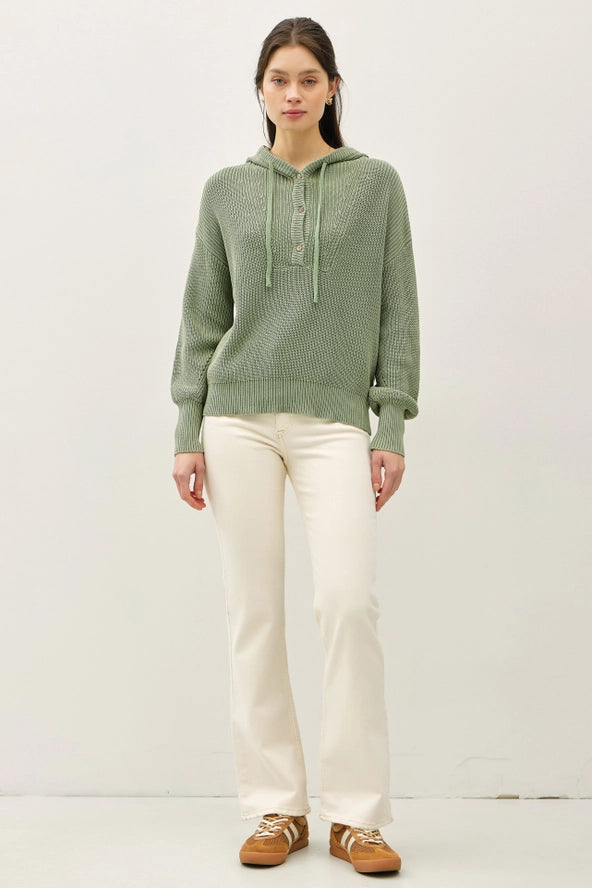 Lightweight Knit Hooded Henley- 2 Colors