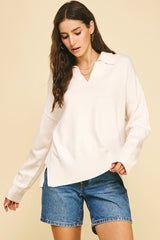 Basic Cream Collar Sweater