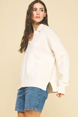 Basic Cream Collar Sweater