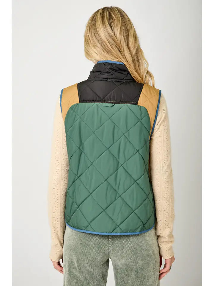 Color Block Quilted Vest