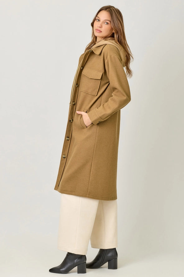 Twofer Hooded Solid Coat- 2 Colors