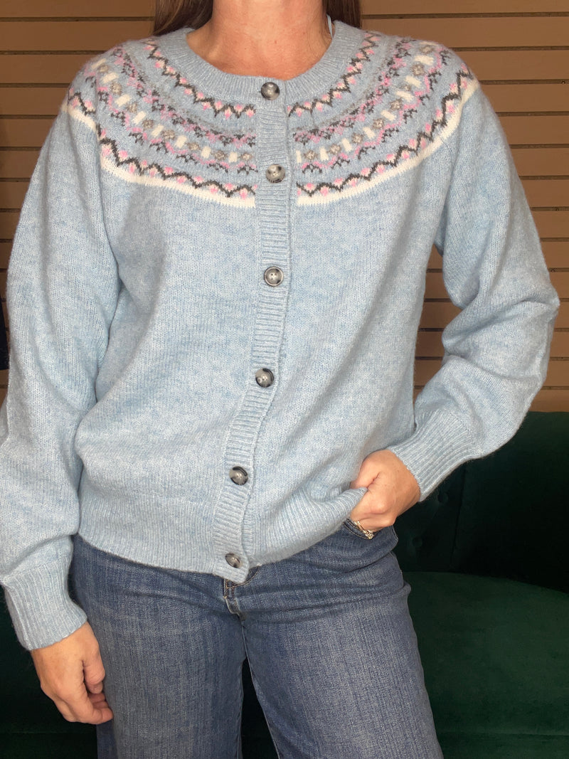 Fairisle Button Up Cardi- 2 Colors