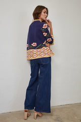 FATE Border Print Floral Sweater