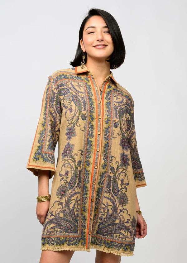 Uncle Frank Paisley Border Shirtdress