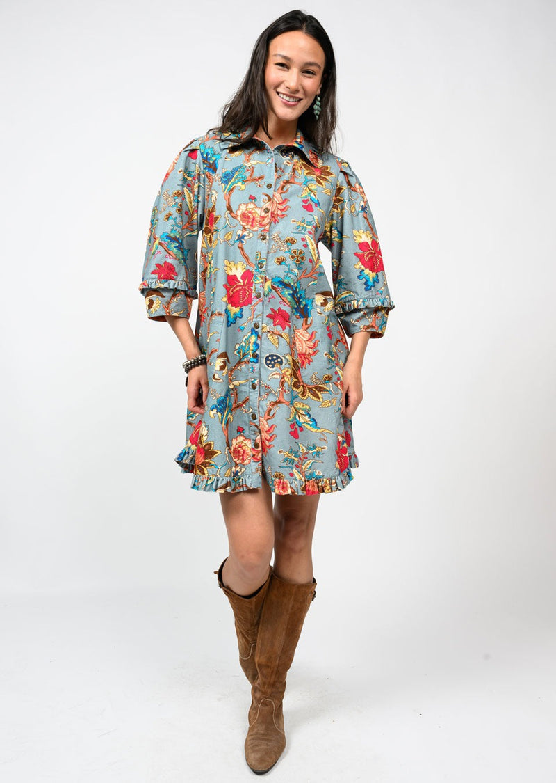 Uncle Frank Floral Corduroy Swing Dress