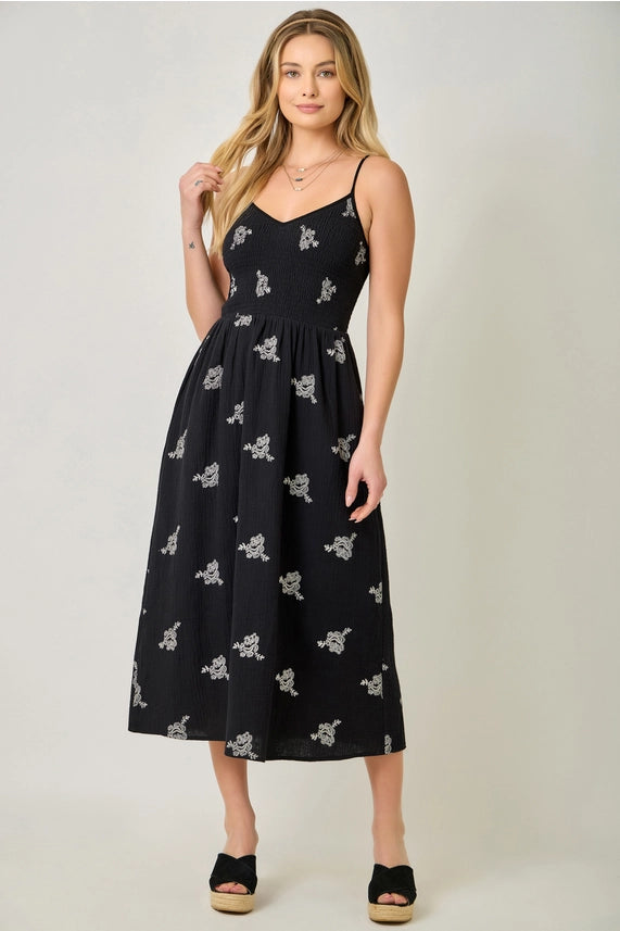 formal dark brown dress Fold Down Strapless Neck Floral-Printed Jacquard Midi Dress – John Paul  Ataker main image 1