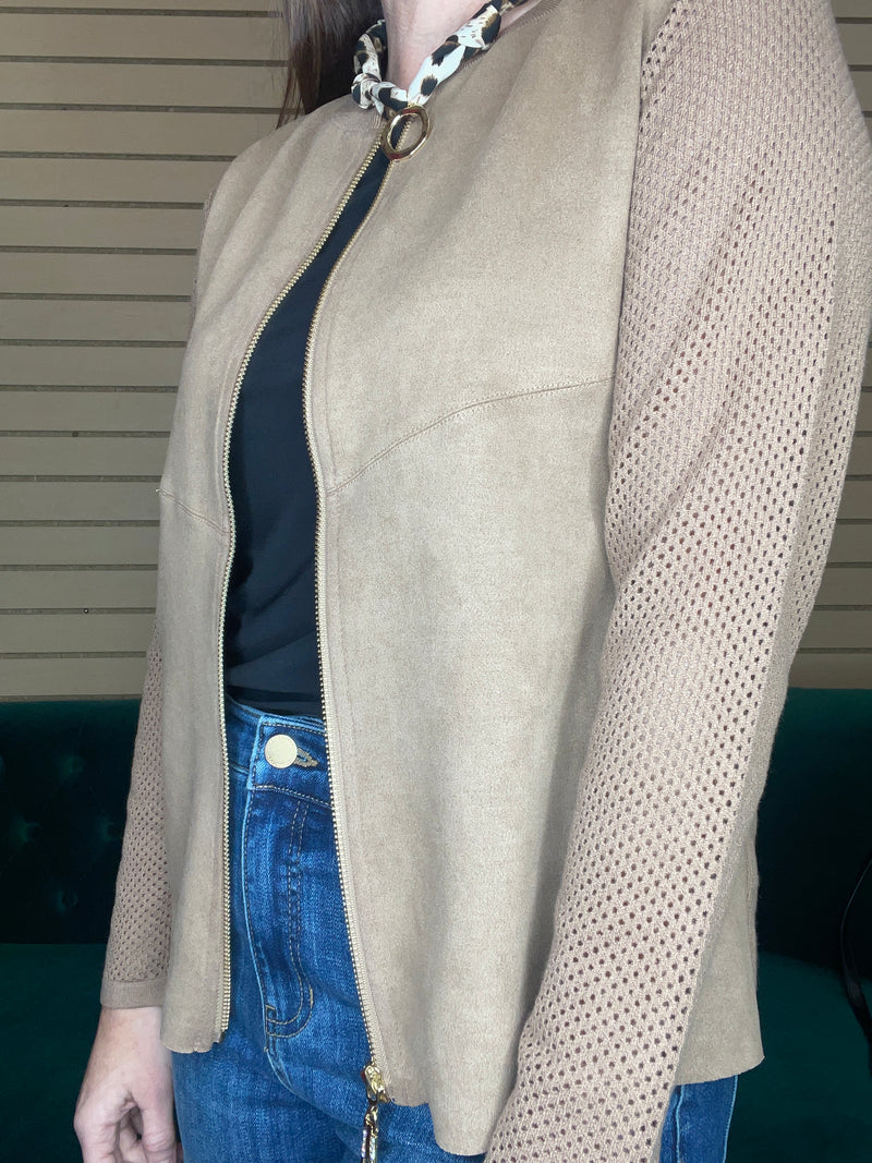 Faux Suede Laser Cut Cardi- 2 Colors