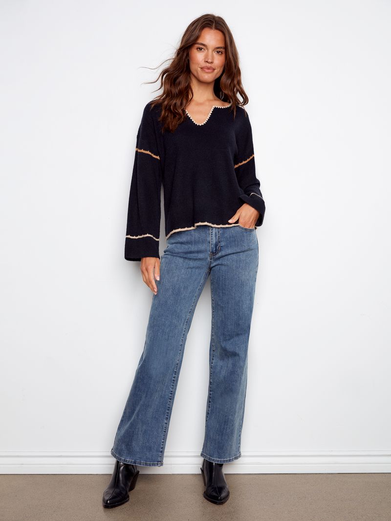 Charlie B. Embroidered Back Sweater