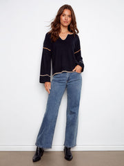 Charlie B. Embroidered Back Sweater