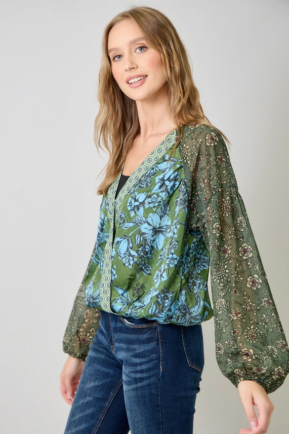 Mixed Floral Print Blouse