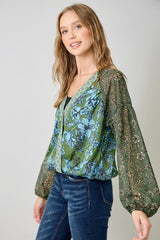 Mixed Floral Print Blouse
