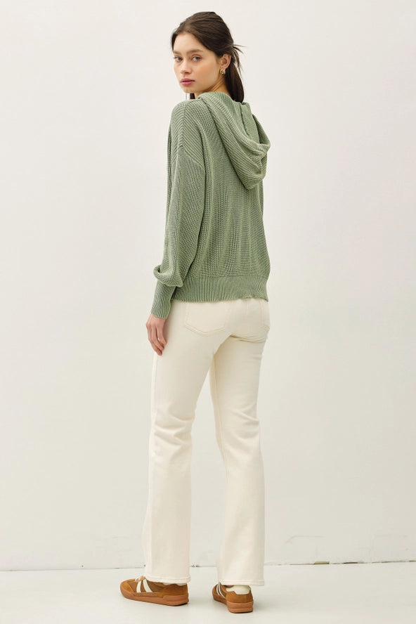 Lightweight Knit Hooded Henley- 2 Colors