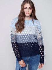 Charlie B. Wavy Net Stitch Sweater- Indigo