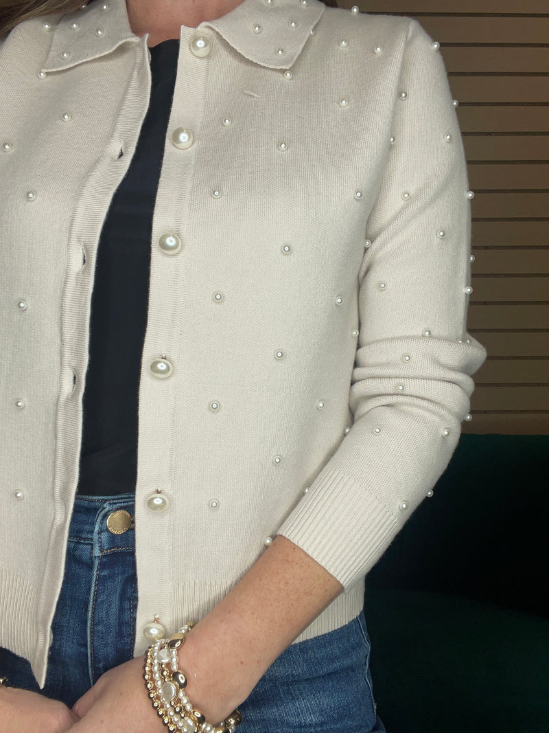 Pearl Embellished Cardigan- 2 Colors