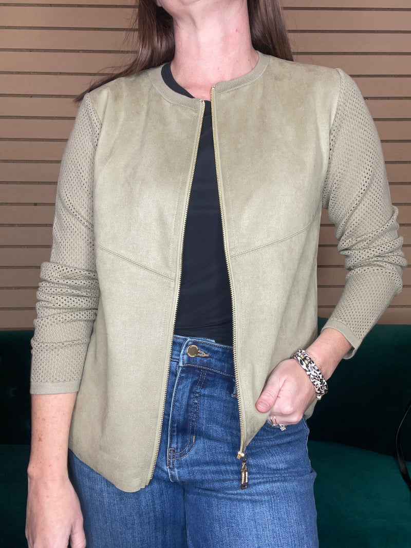 Faux Suede Laser Cut Cardi- 2 Colors