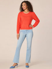 Democracy Mixed Stitch Sweater- Poppy Red