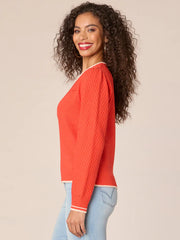 Democracy Mixed Stitch Sweater- Poppy Red
