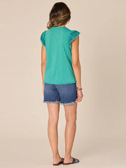 Democracy Embroidered Cap Sleeve Tee