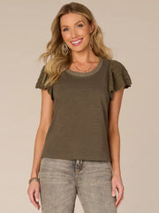 Democracy Crochet Flutter Sleeve Top- 2 Colors!