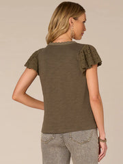 Democracy Crochet Flutter Sleeve Top- 2 Colors!