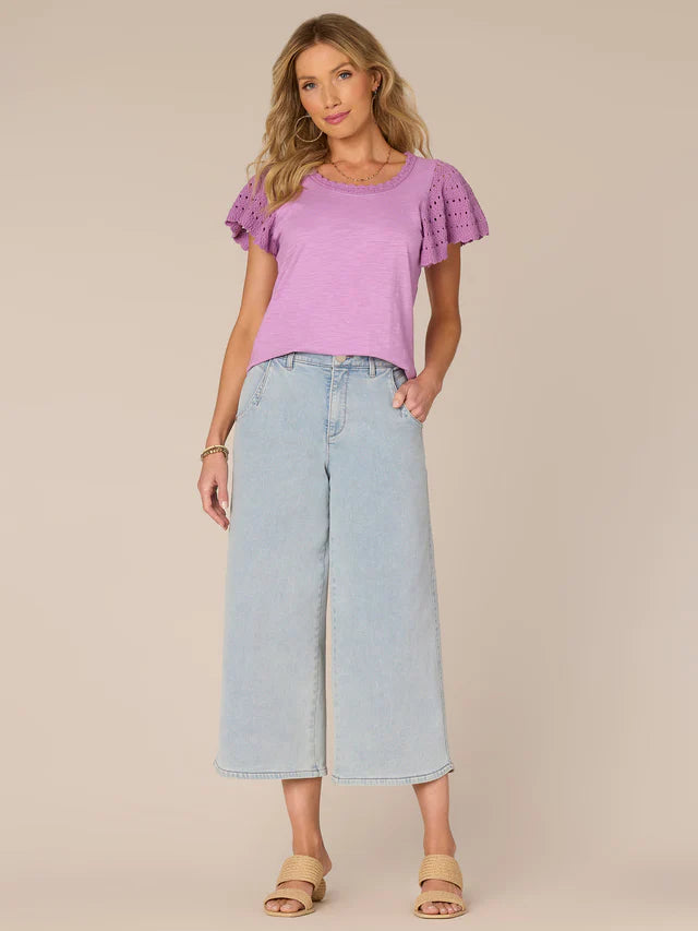 Democracy Crochet Flutter Sleeve Top- 2 Colors!
