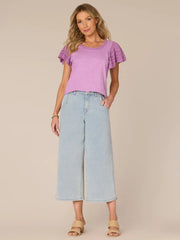 Democracy Crochet Flutter Sleeve Top- 2 Colors!