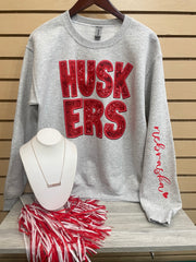 Nebraska Husker Faux Sequin Sweatshirt