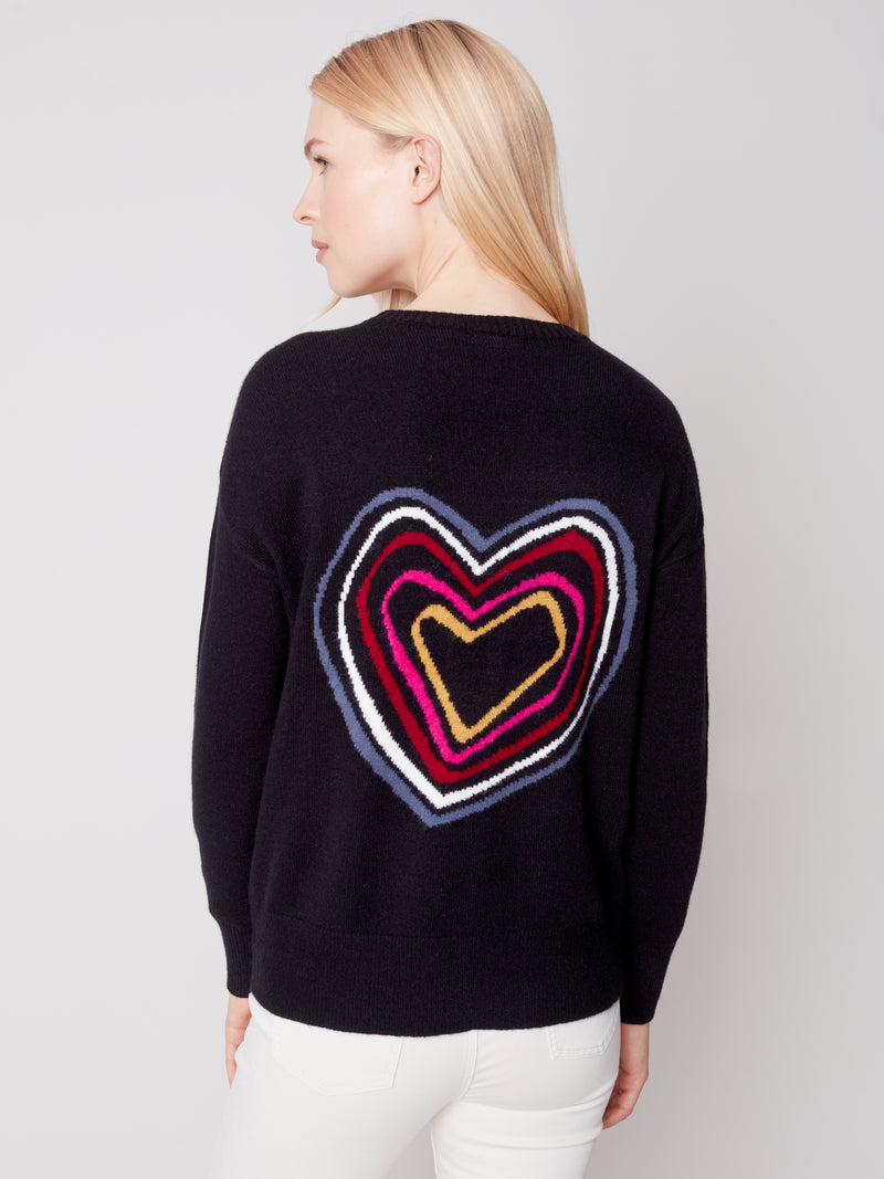 Charlie B. Heart Back Jacquard Sweater