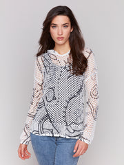 Charlie B. Print Fishnet Hoodie- 2 Colors