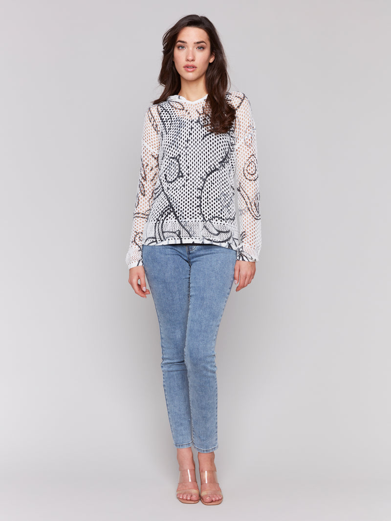 Charlie B. Print Fishnet Hoodie- 2 Colors