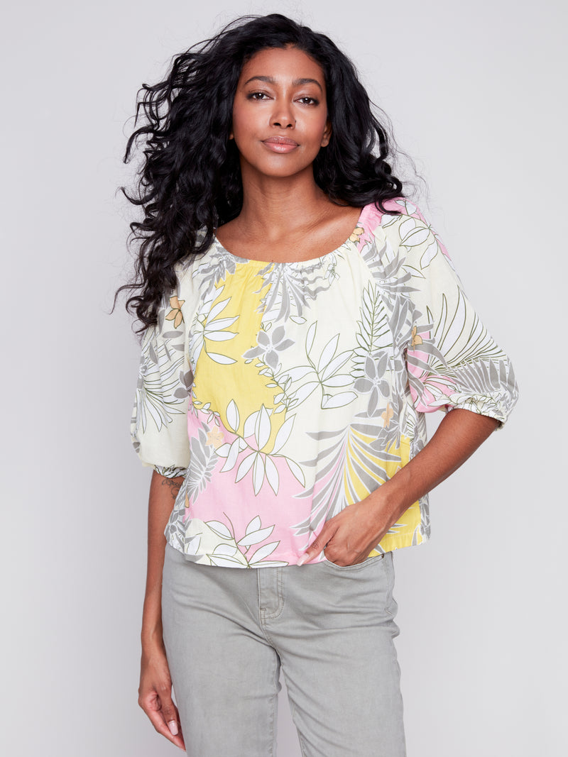 Charlie B. Off Shoulder Cotton Blouse- 3 Prints!