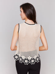 Floral Border Crochet Tank