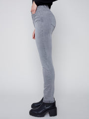 Charlie B. Cuffed Slim Leg Jeans- Grey